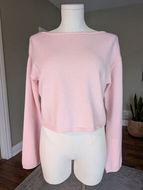 Streetwear Society Women’s Pink Cropped Sweater Long Sleeve Soft Knit Size XS